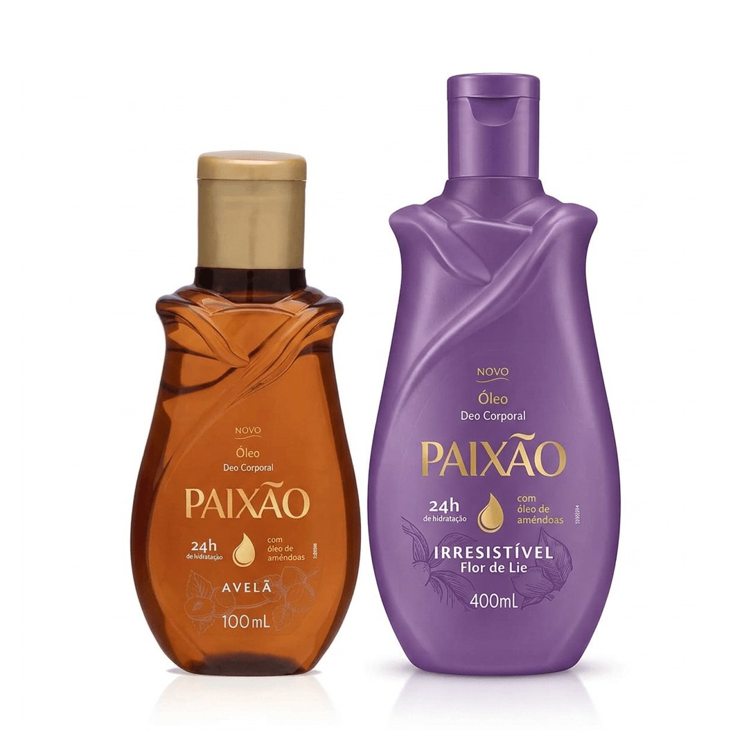 Kit Paixão Hidratação Corporal Hidratante Irresistível 400ml + Óleo Amêndoas e Avelã 100ml
