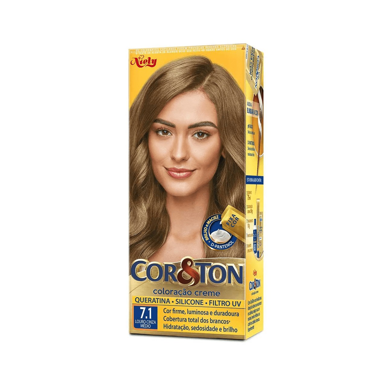 Coloração Niely Cor&Ton Louro Médio Cinza 7.1