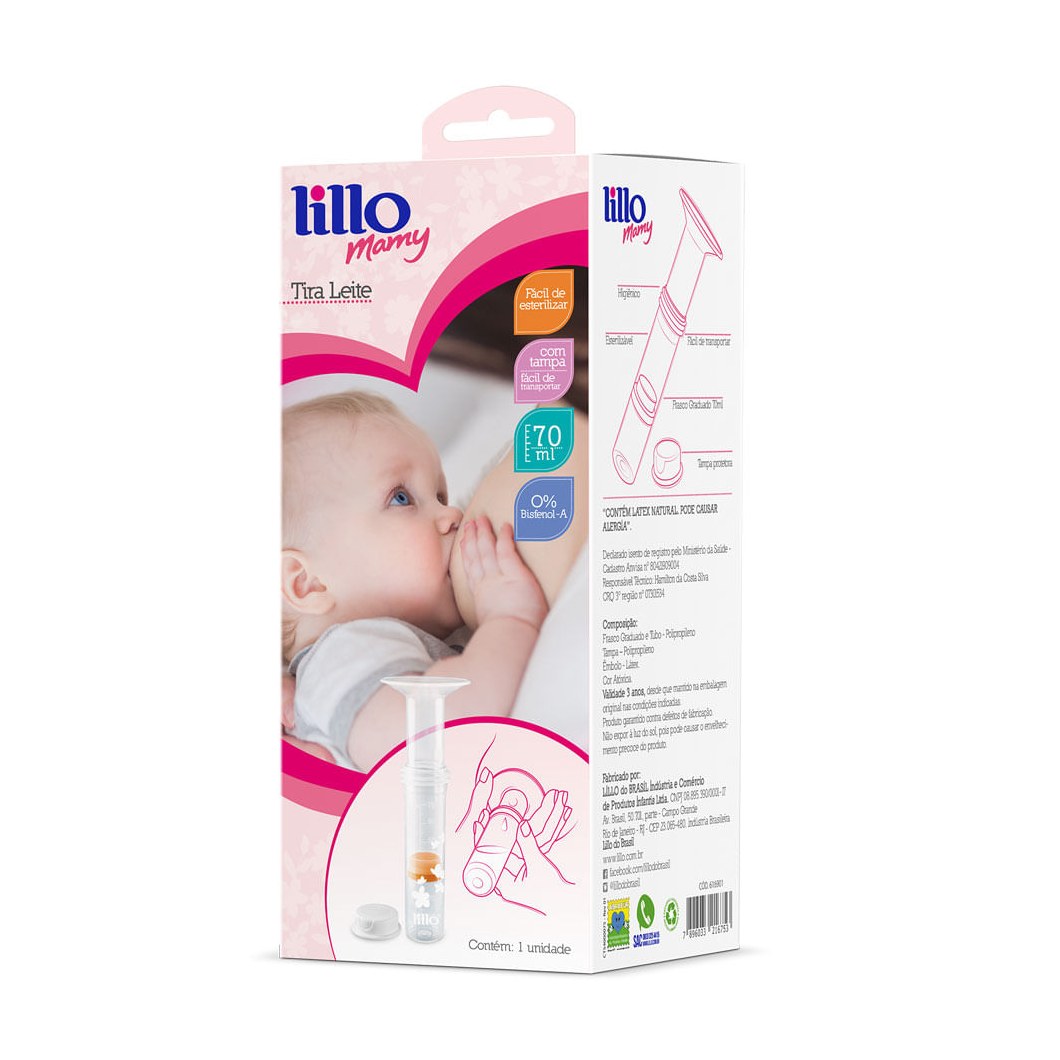 Bomba de Tirar Leite Lillo Mamy Manual Graduado Tampa Sem BPA 70ml 1 Unidades