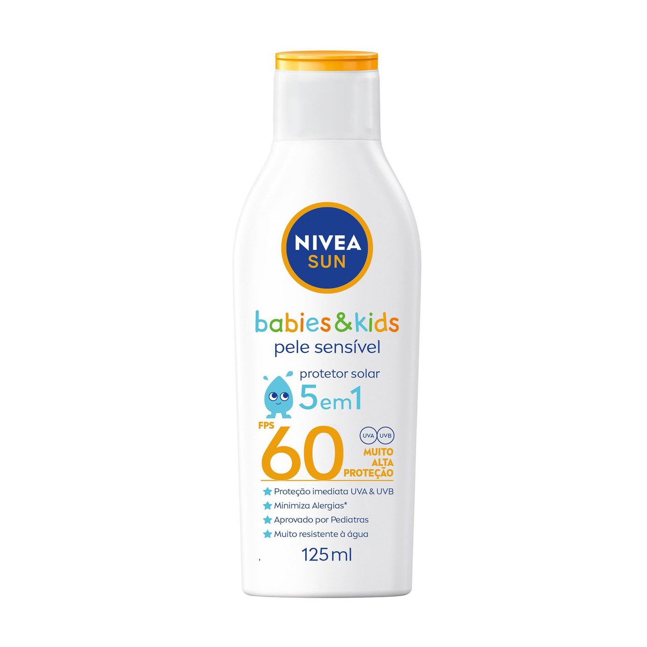 Protetor Solar Nivea Sun Kids Sensitive FPS60 Sem Perfume 125ml