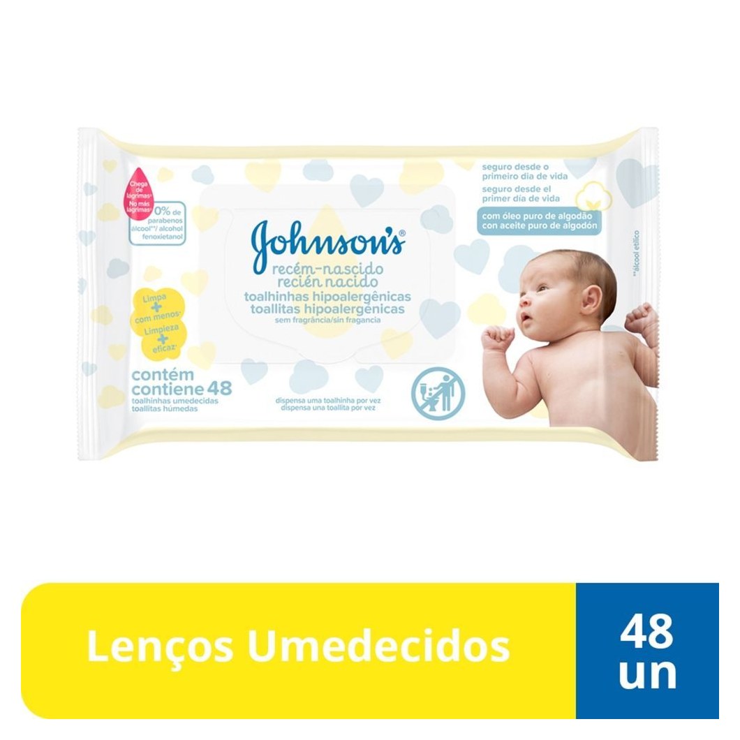 Lenços Umedecidos Johnson's Baby Recém-Nascido Sem Fragrância 48 Unidades