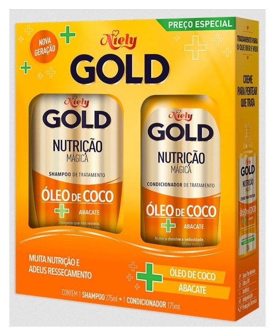 Kit Shampoo Niely Gold Nutrição Poderosa 275ml 1 Unidade + Condicionador Niely Gold Nutrição Poderosa 175ml 1 Unidade
