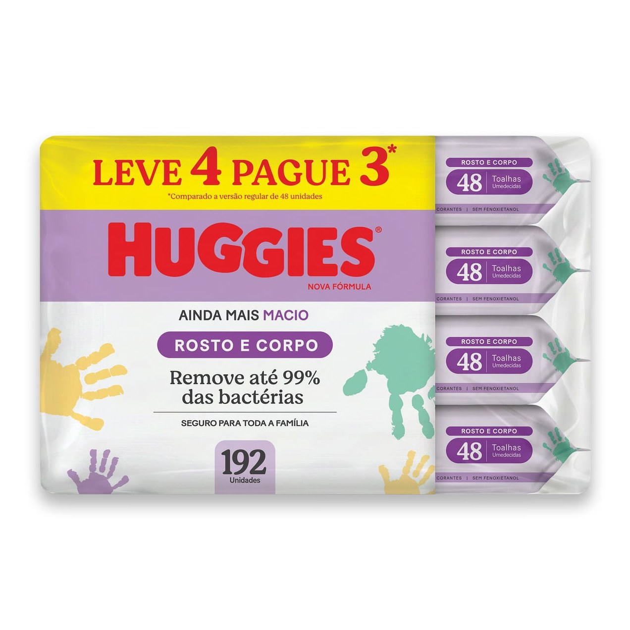 Lenços Umedecidos Huggies Rosto e Corpo Limpeza 4 x 48 Un