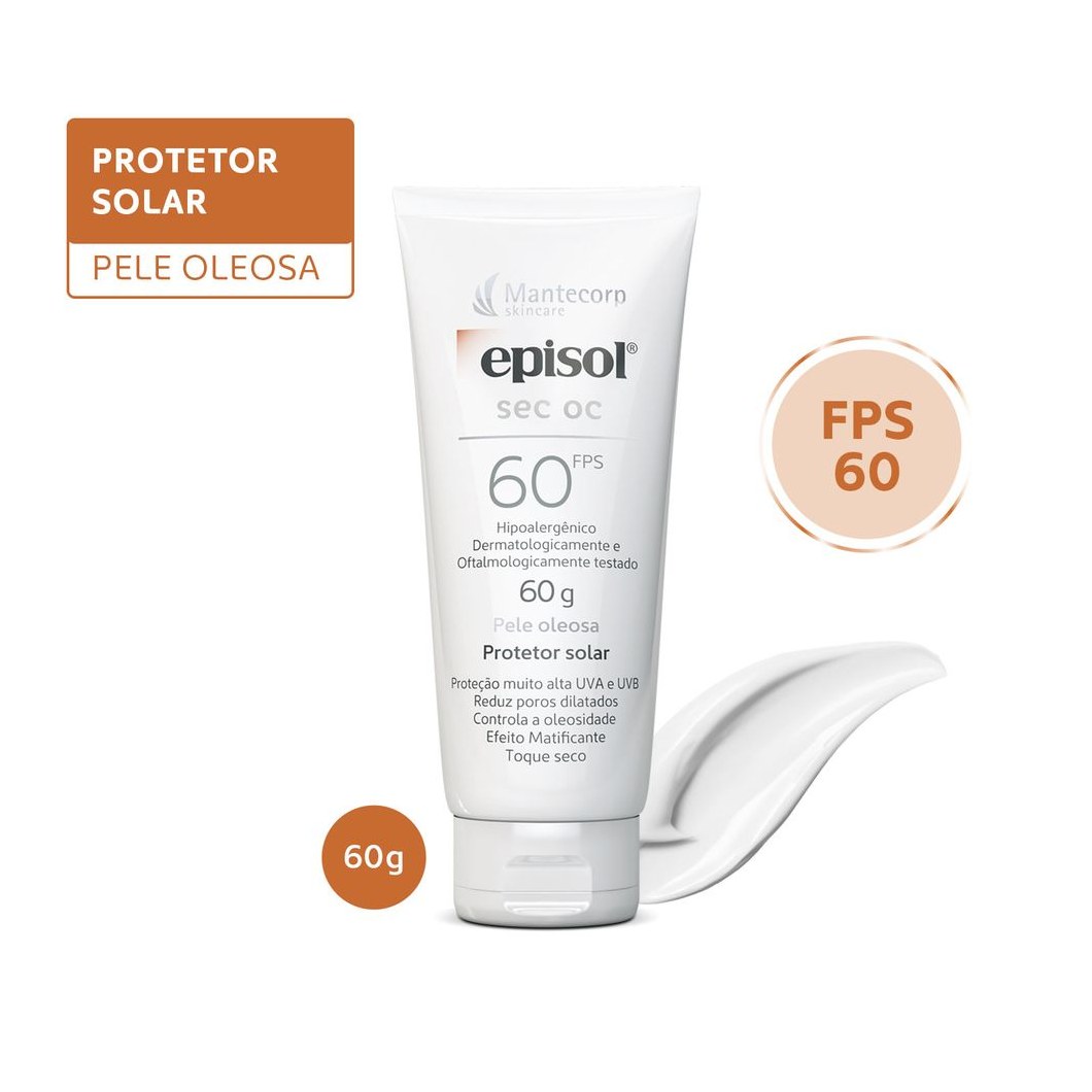 Protetor Solar Facial Episol Sec OC FPS60 60g