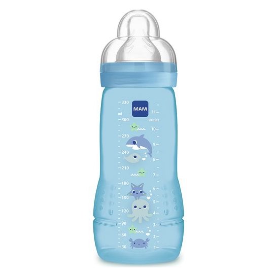 Mamadeira MAM Easy Active Antivazamento Sem BPA +4 meses Azul 330ml 1 Unidade