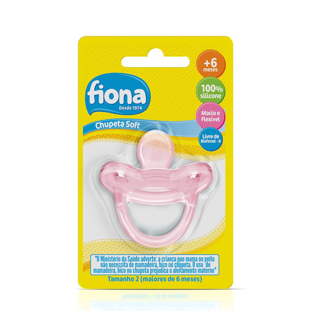 Chupeta Fiona Soft Anatômica +6 meses Silicone Rosa Tamanho 2 1 Unidades