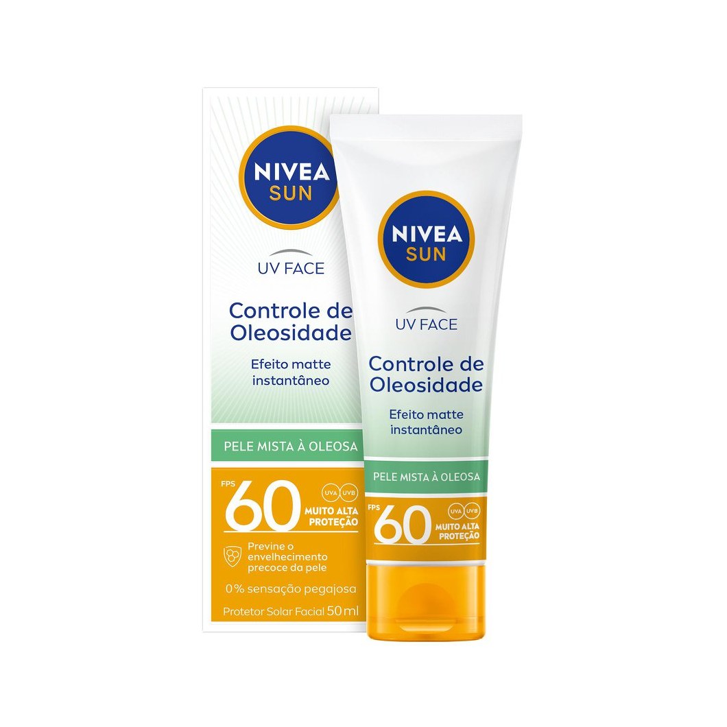 Protetor Solar Facial Nivea Sun UV Face FPS60 Controle de Oleosidade Pele Mista a Oleosa 50g