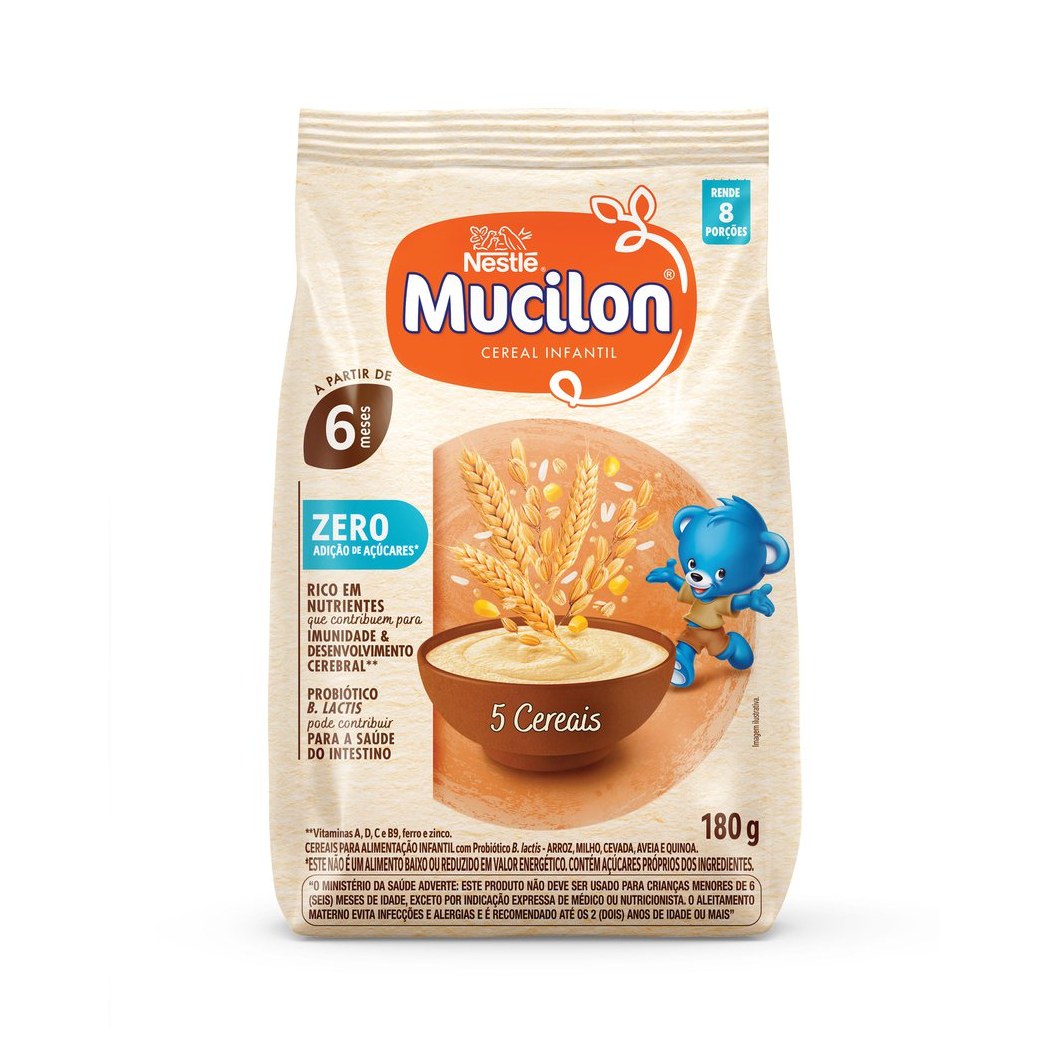 Cereal Infantil Mucilon 5 Cereais +6 meses Sem Adição de Açúcares 180g