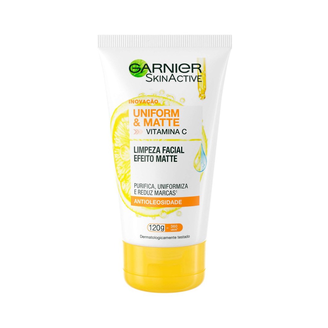 Sabonete Líquido Facial Garnier SkinActive Uniform & Matte com Vitamina C Antioleosidade 120g