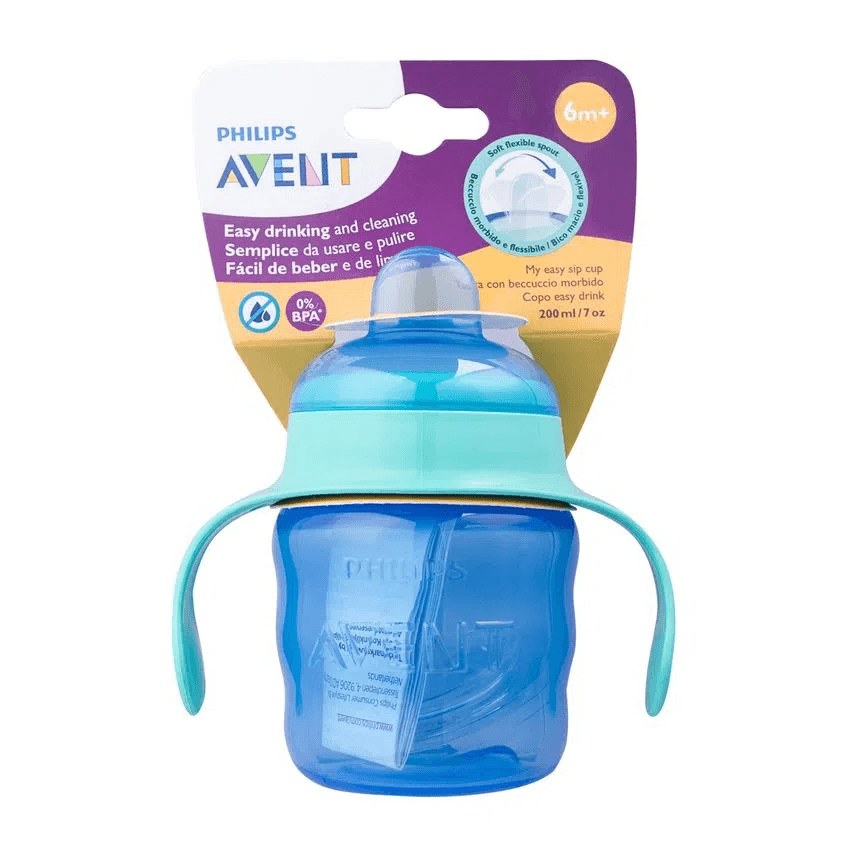 Copo de Transição Philips Avent Easy Sip +6 meses Antivazamento com Alças Azul 200ml 1 Unidade