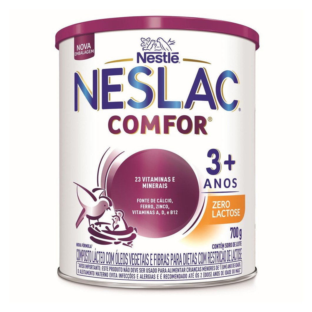 Composto Lácteo Infantil Neslac Comfor de 3 a 5 anos Zero Lactose 700g