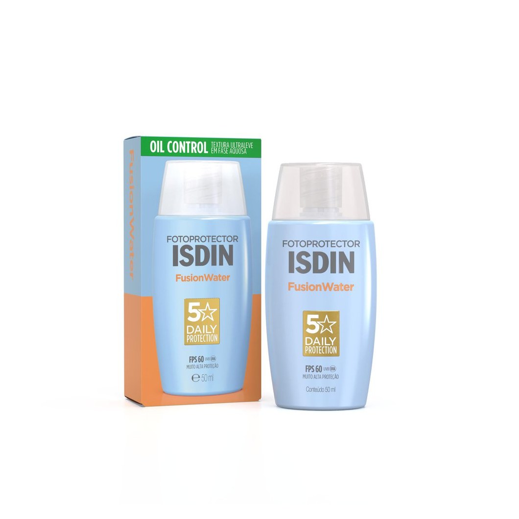 ISDIN Protetor Solar Facial Fusion Water 5 Stars Sem Cor FPS 60 - 50ml
