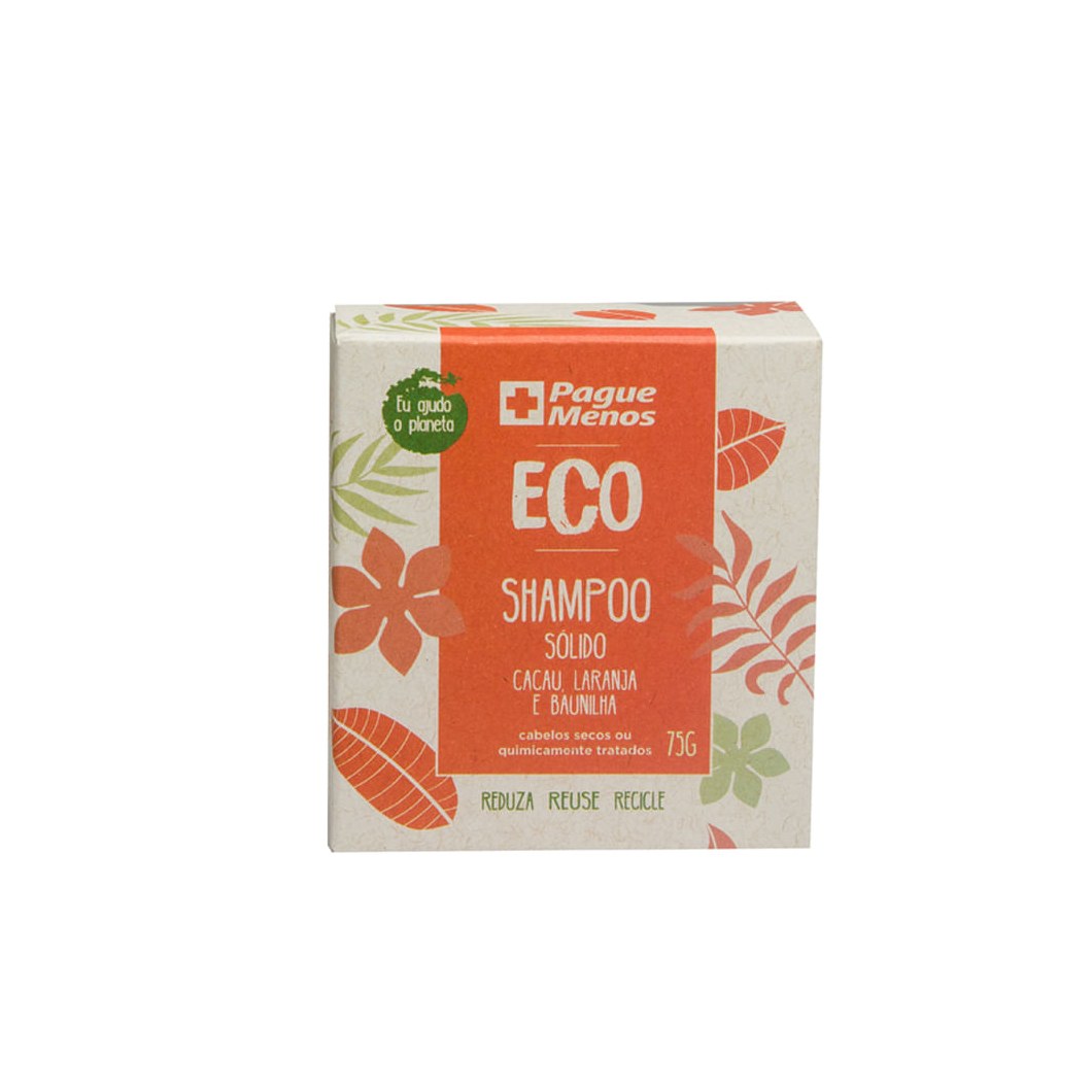 Shampoo Eco Sólido Cacau, Laranja, Baunilha E Gerânio Cabelos Secos Ou Quimicamente Tratados 75g