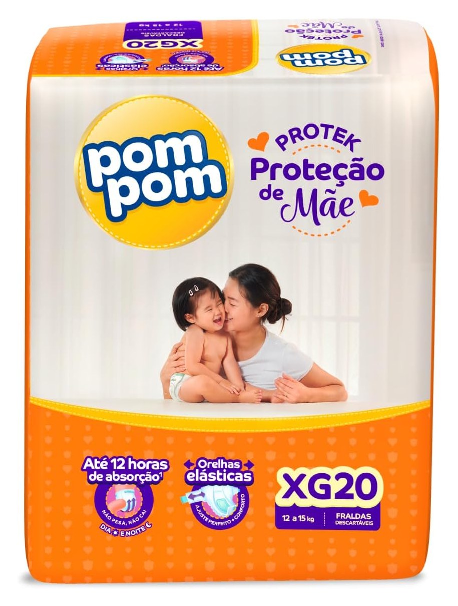 Fralda Pom Pom Protek Proteção de Mãe XG 20 Unidades