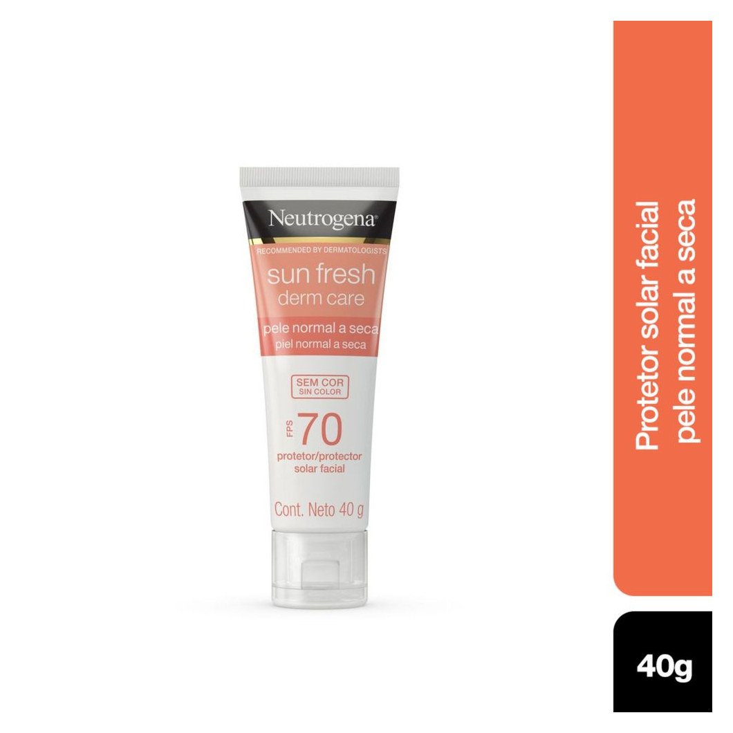 Protetor Solar Facial Neutrogena Sun Fresh Derm Care FPS70 Pele Normal a Seca Sem Cor 40g