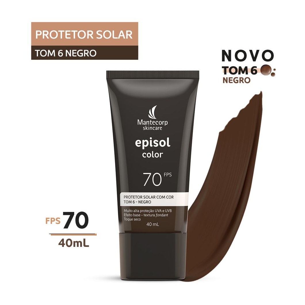Protetor Solar Facial Episol Color FPS70 Tom 6 Negro 40ml