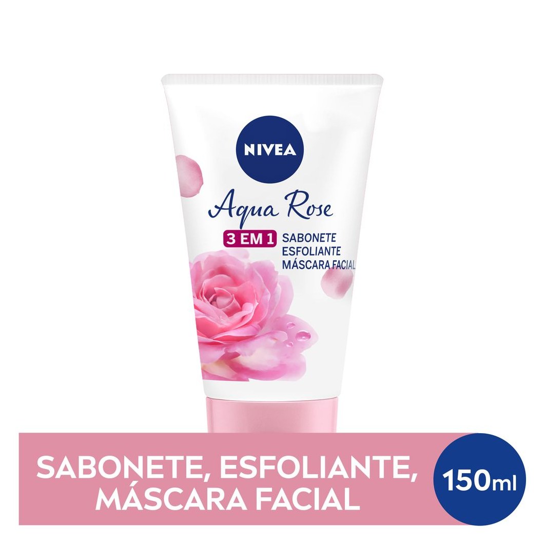 Sabonete Facial Nivea Aqua Rose 3 em 1 Argila e Ácido Hialurônico 150ml