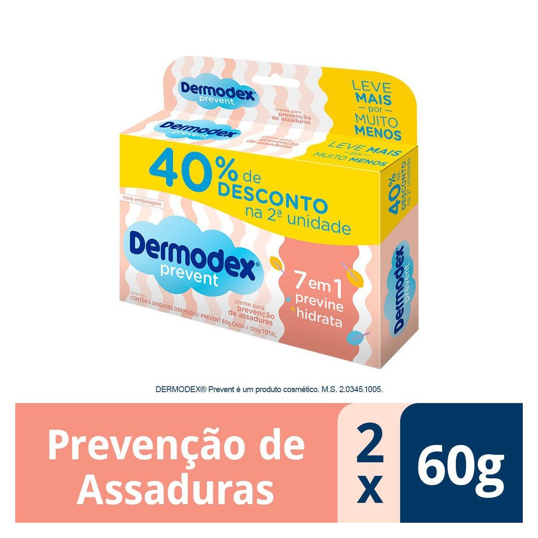Kit Pomadas de Assadura Infantil Dermodex Prevent 60g cada 2 Uni 40% na 2ª unidade
