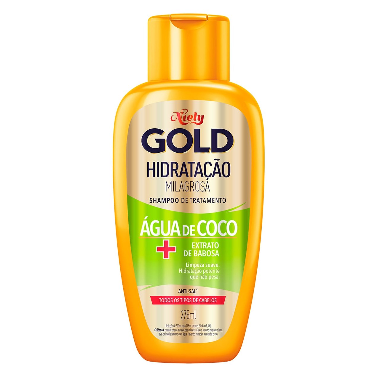 Shampoo Niely Gold Hidratação Milagrosa Água de Coco 300ml