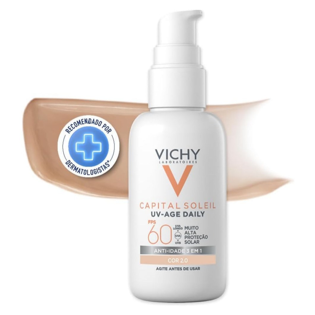 Protetor Solar Facial Vichy Capital Solei Uv-Age FPS60 Cor 2.0 40g