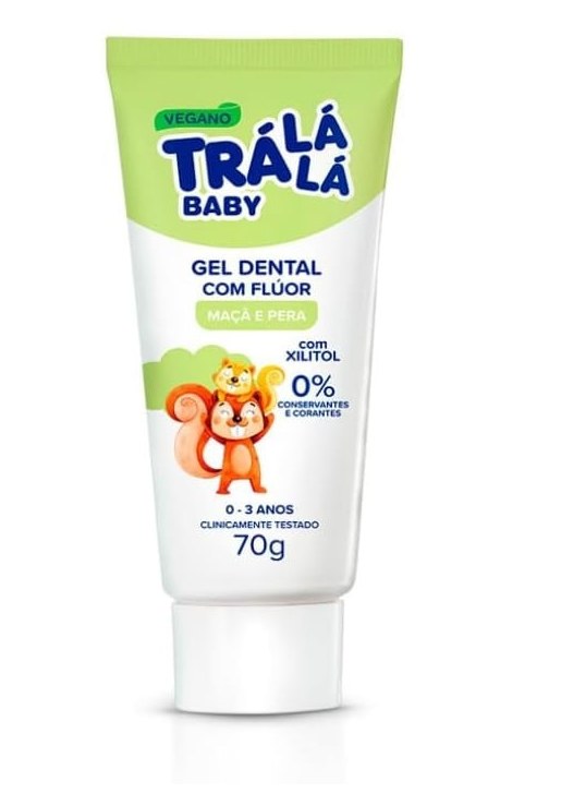 Gel Dental Infantil Trá Lá Lá Baby Com Flúor 0 a 3 anos Sabor Maçã 70g