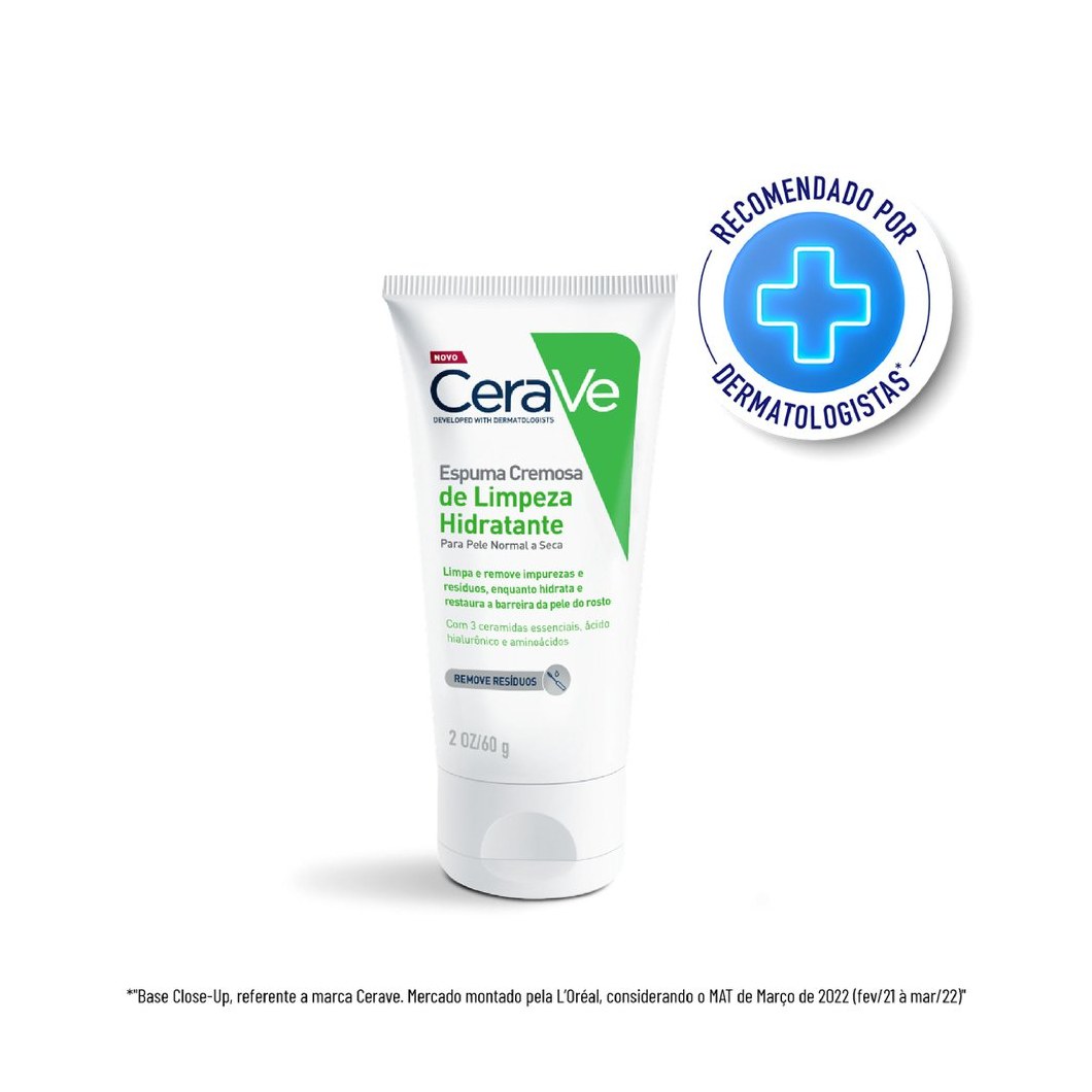 Espuma de Limpeza Facial CeraVe Hidratante Pele Normal a Seca 60g