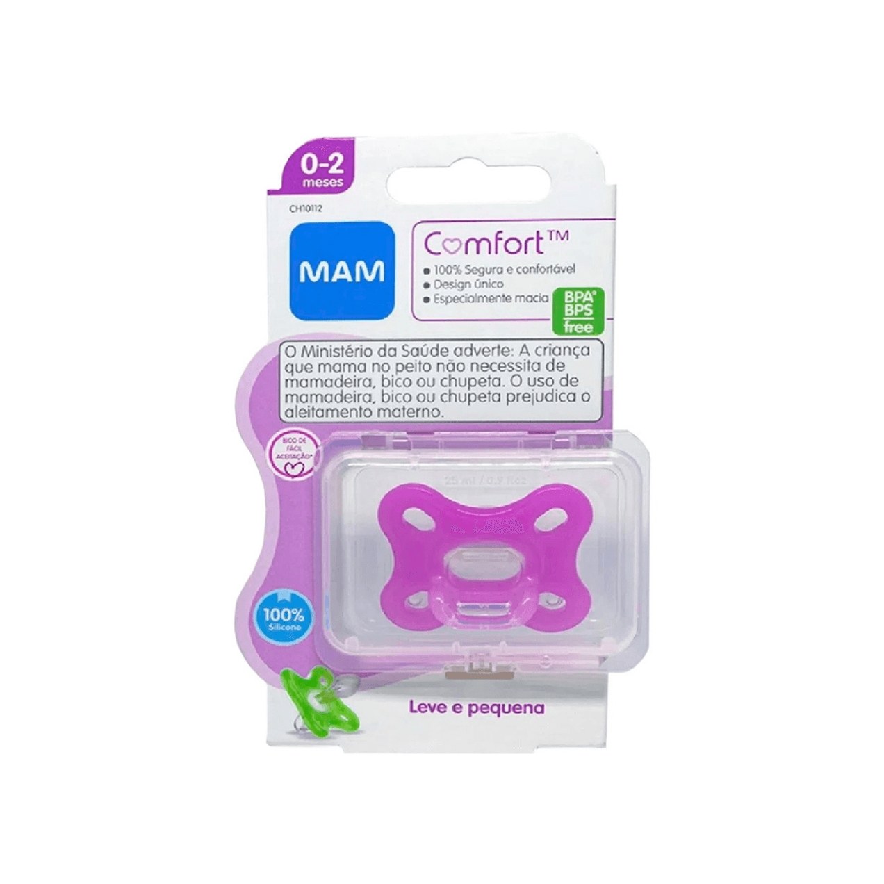 Chupeta MAM Comfort Ortodôntica de 0 a 2 meses SkinSoft Silicone Rosa 1 Unidade
