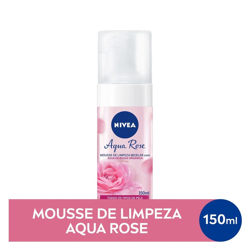 Mousse de Limpeza Facial Nivea Aqua Rose com Água de Rosas Orgânica 150ml