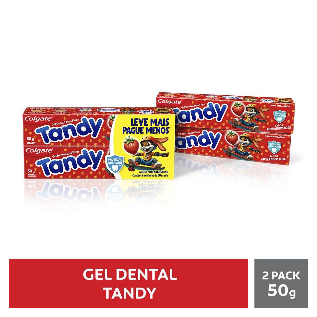 CremeDental Infantil Colgate Tandy Morango 2 Unidades Com 50g Cada Preço Especial