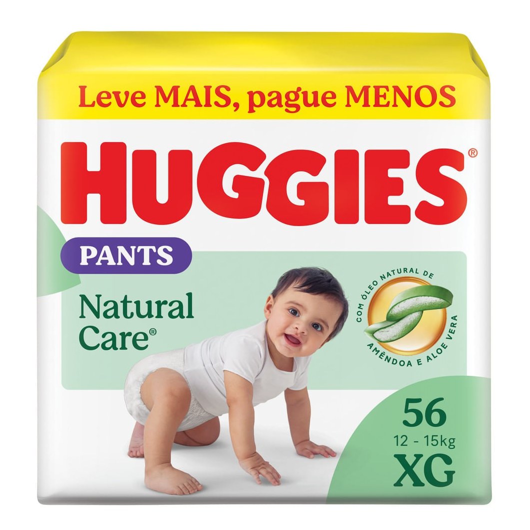 Huggies Fralda Pants Premium Natural Care XG - 56 Un