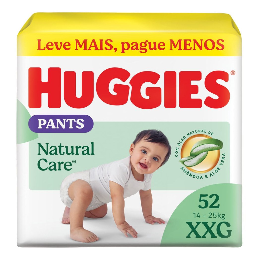Huggies Fralda Pants Premium Natural Care XXG - 52 Un