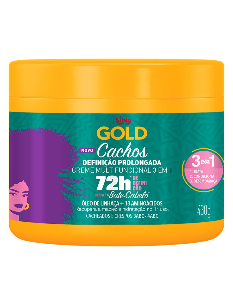 Creme Multifuncional Niely Gold Cachos Definição Prolongada 72h 430g