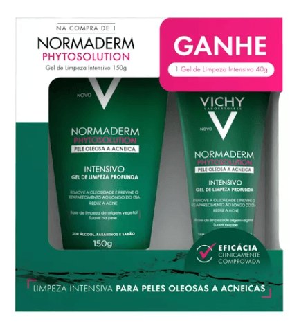 Kit Vichy Normaderm Phytosolution Gel de Limpeza Facial Pele Oleosa e Acneica 150g 1 Uni + Gel de Limpeza Facial Pele Oleosa e Acneica 40g 1 Uni
