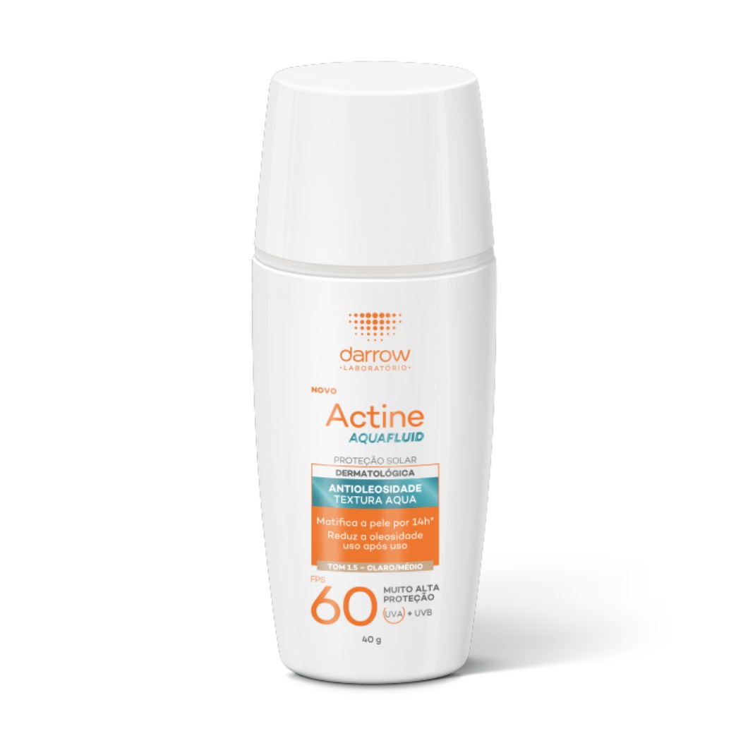 Protetor Solar Facial Darrow Actine Aquafluid Antioleosidade FPS60 Tom Claro/Médio 40g