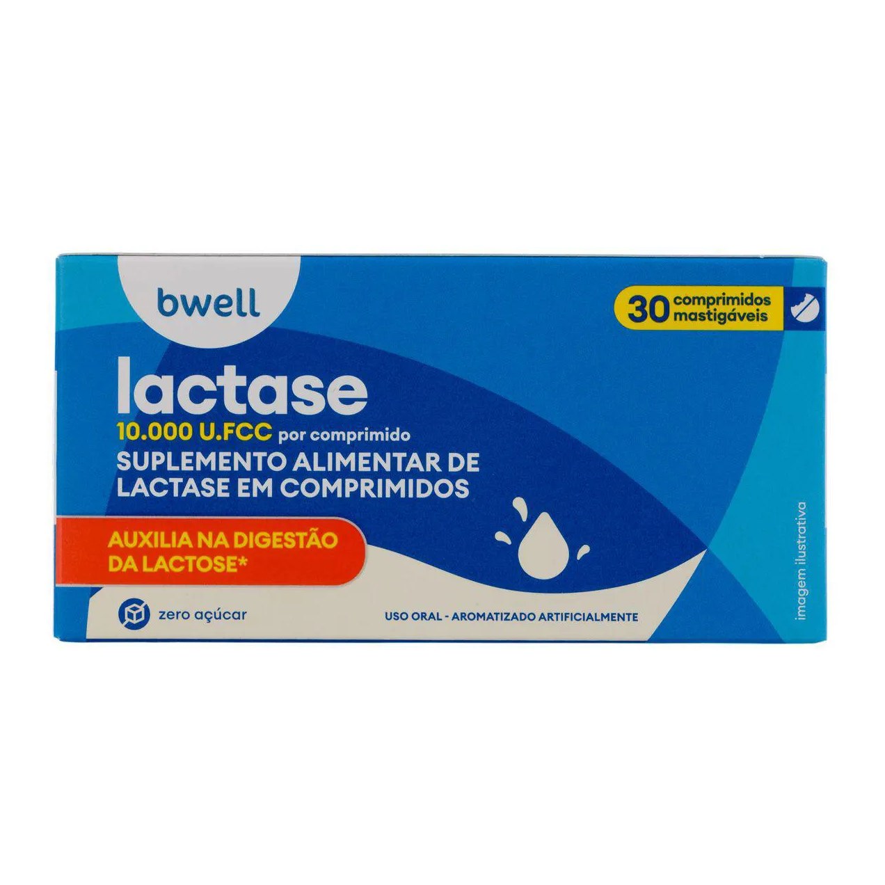 Lactase 10.000 FCC bwell 30 Comprimidos Mastigáveis