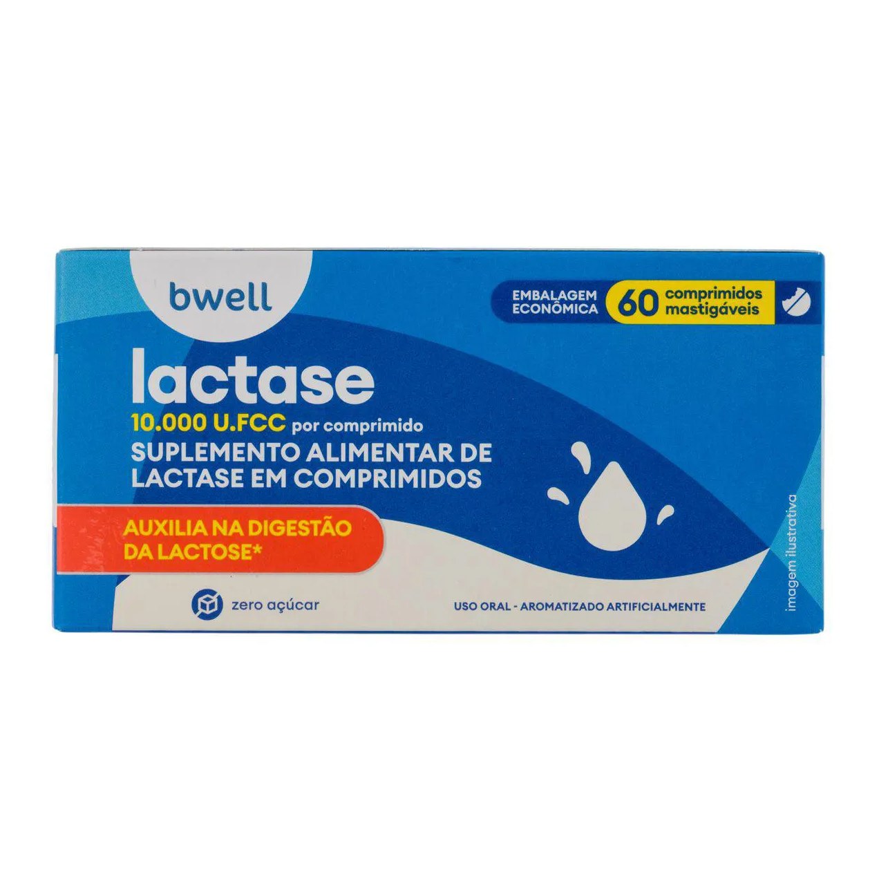 Lactase 10.000 FCC bwell 60 Comprimidos Mastigáveis