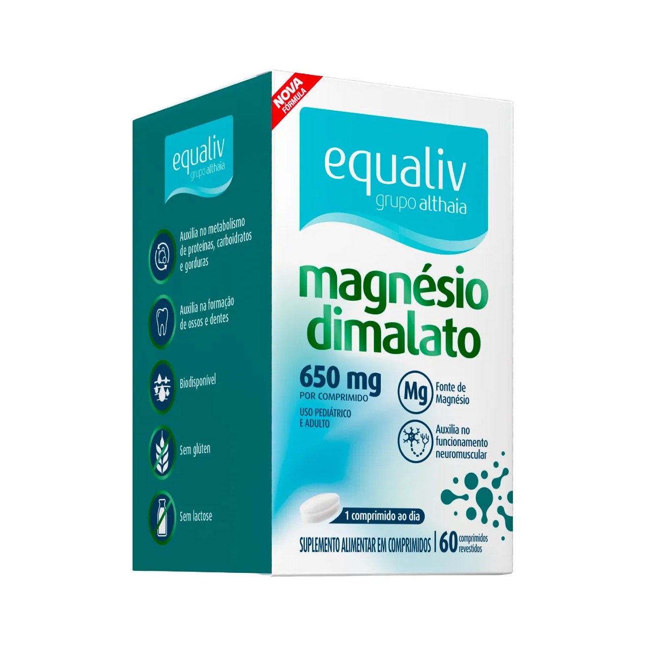 Magnésio Dimalato Equaliv 650 mg 60 comprimidos