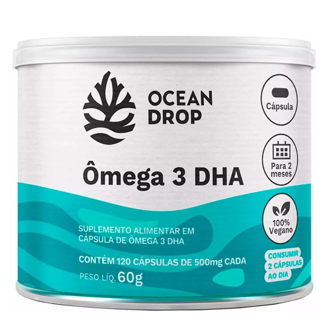 Omega 3 Dha 100% Vegetal Vegano (120 Cápsulas) – Ocean Drop