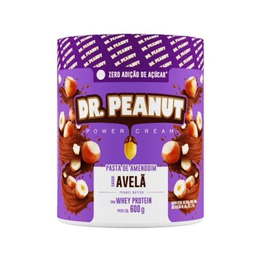 Pasta de Amendoim Whey Protein Dr. Peanut 600g Avelã