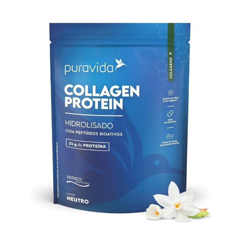 Collagen Protein Hidrolisado Puravida Sabor Neutro 450g