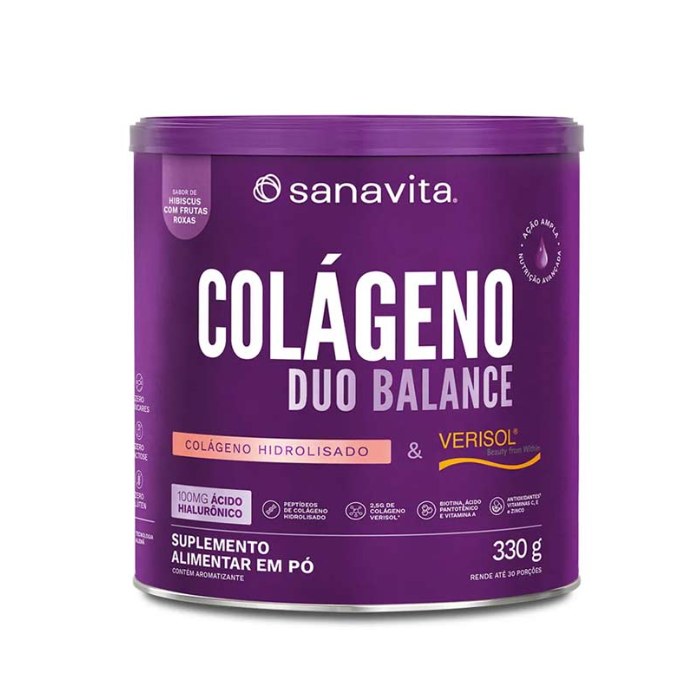 Colágeno Sanavita Duo Balance Hibiscus com Frutas Roxas 330g