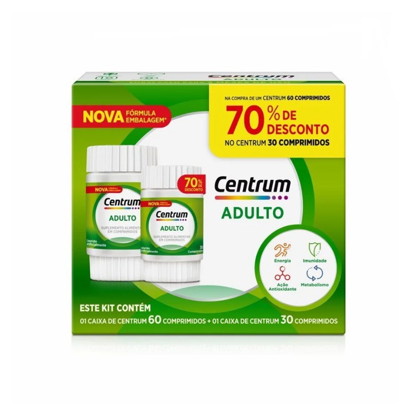 Kit Centrum Adulto Embalagem Econômica Com 90 Cápsulas