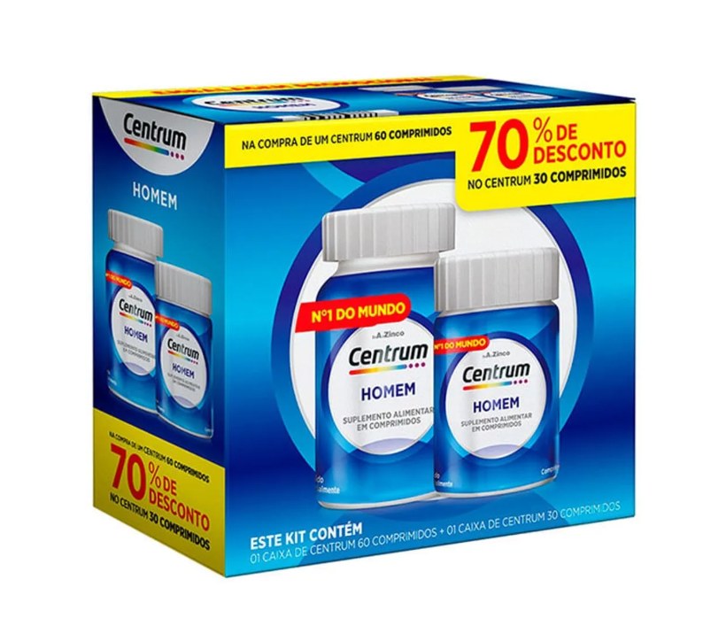 Kit Polivitamínico Centrum Essentials Homem de A a Zinco 60 + 30 comprimidos