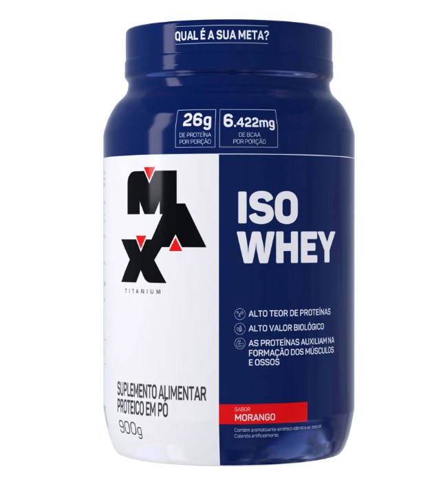 Whey Protein Iso Whey Max Titanium sabor Morango 900g