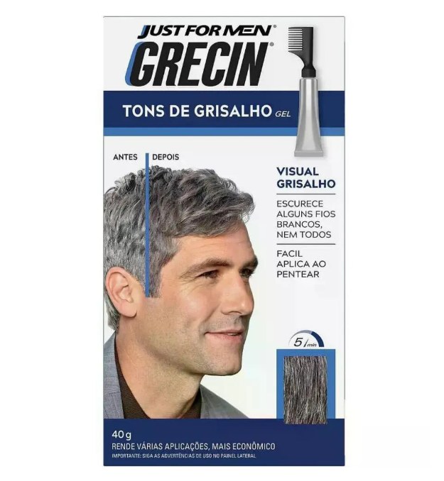 Shampoo Tonalizante em Gel Grecin 5 Visual de Grisalho Fácil de Aplicar 40g