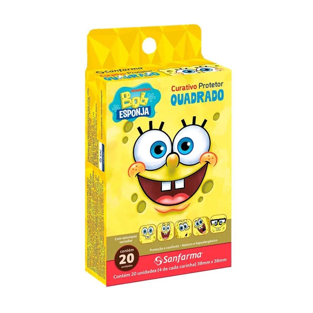 Curativo Sanfarma Bob Esponja Quadrado 20 Unidades