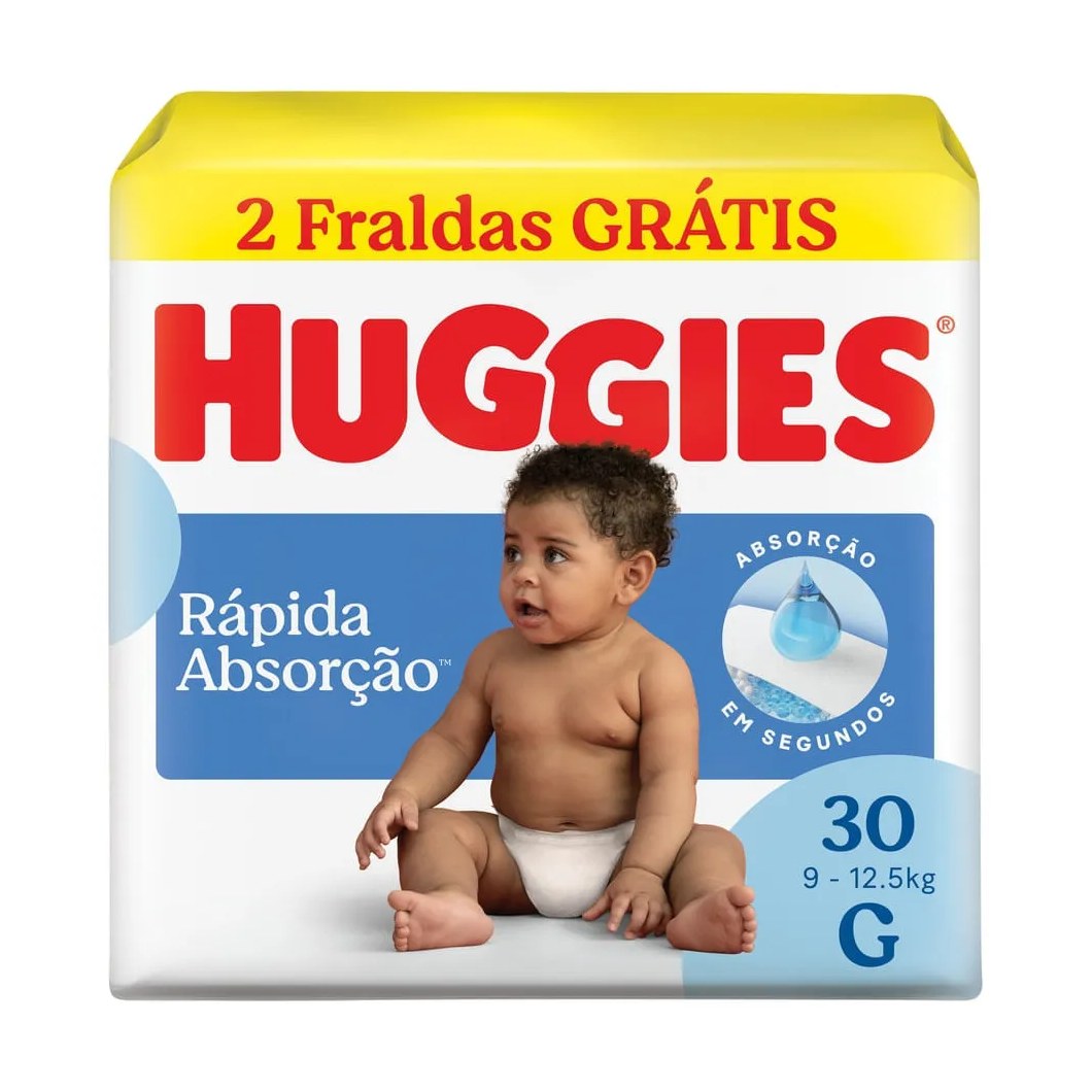 Fralda Huggies G Rápida Absorção 30 Unidades