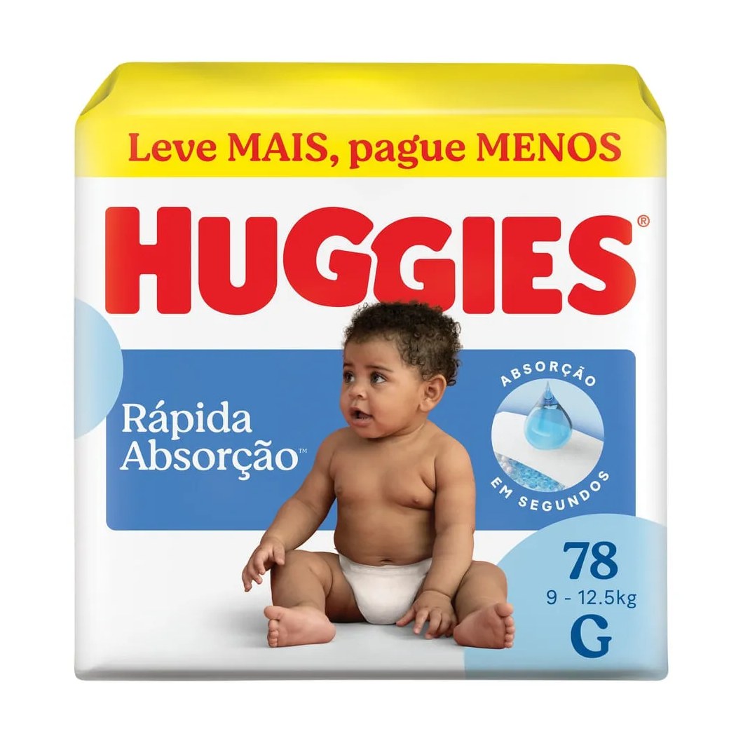 Fralda Huggies G Rápida Absorção 78 Unidades