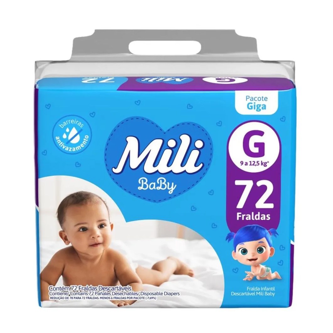 Fralda Mili Baby Giga G 72 Unidades