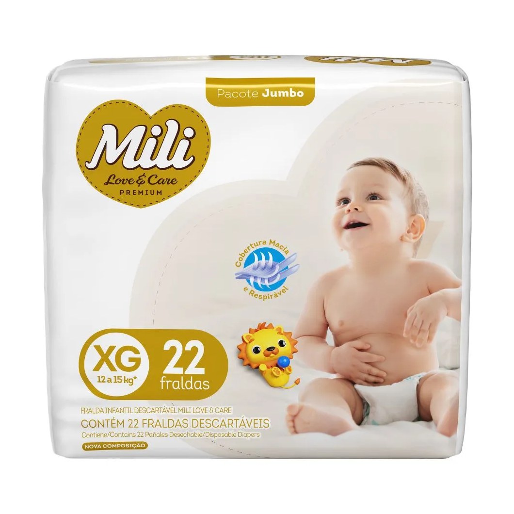 Fralda Mili Love E Care Xg Jumbo Com 22 Unidades